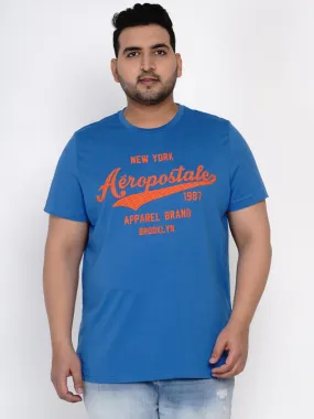 Aeropostale - Men Blue Plus Size Regular Fit Pure Cotton Print T-shirts