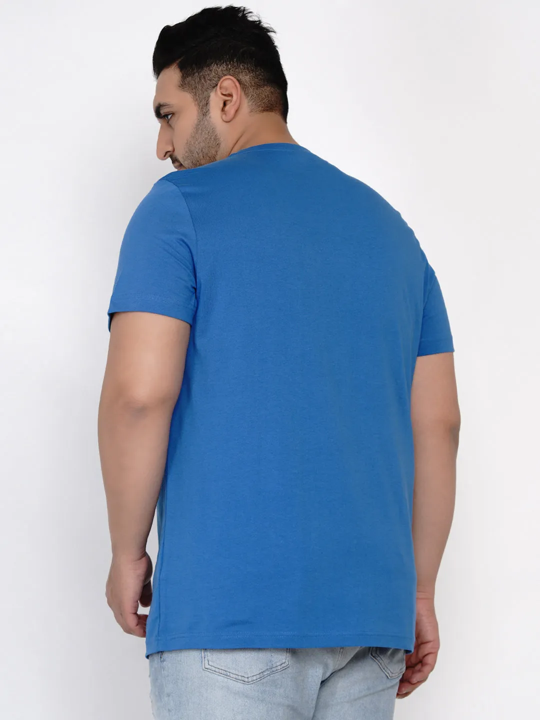 Aeropostale - Men Blue Plus Size Regular Fit Pure Cotton Print T-shirts