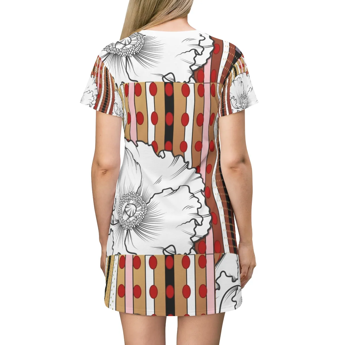 All Over Print T-Shirt Dress BLANC FLEUR