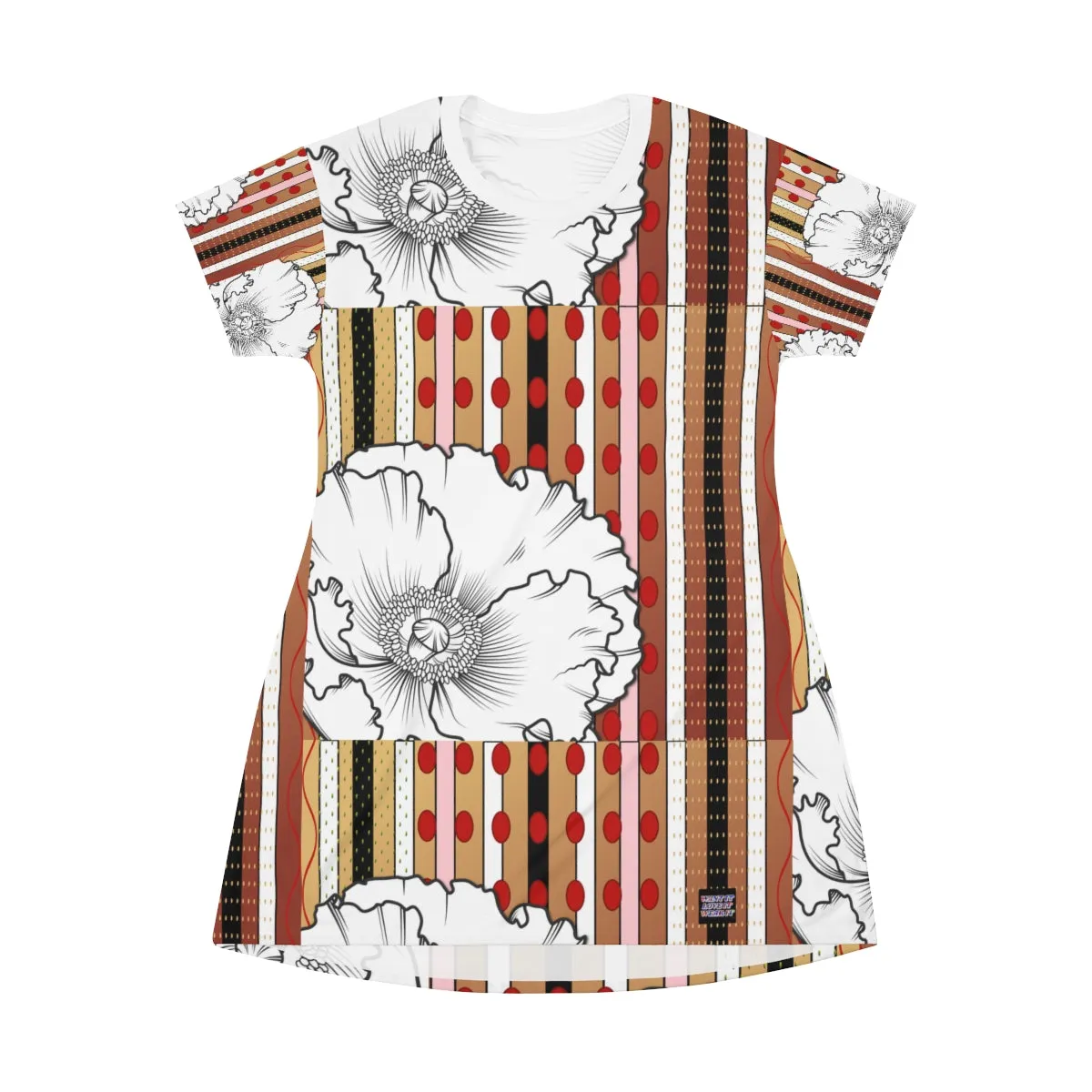 All Over Print T-Shirt Dress BLANC FLEUR