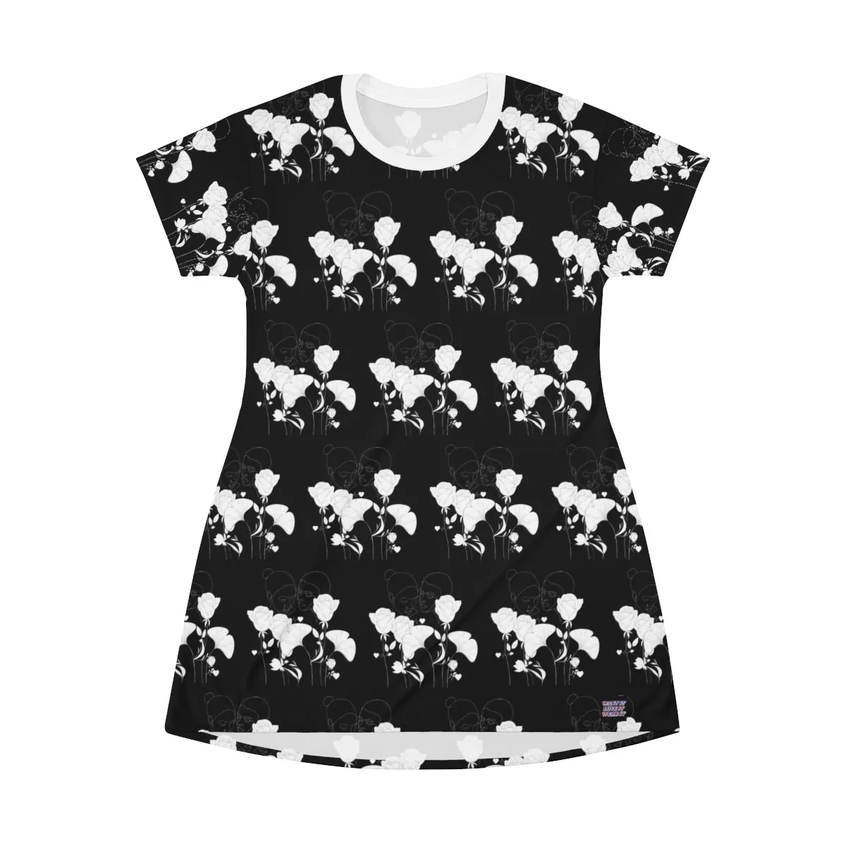 All Over Print T-Shirt Dress FLEUR NOIR