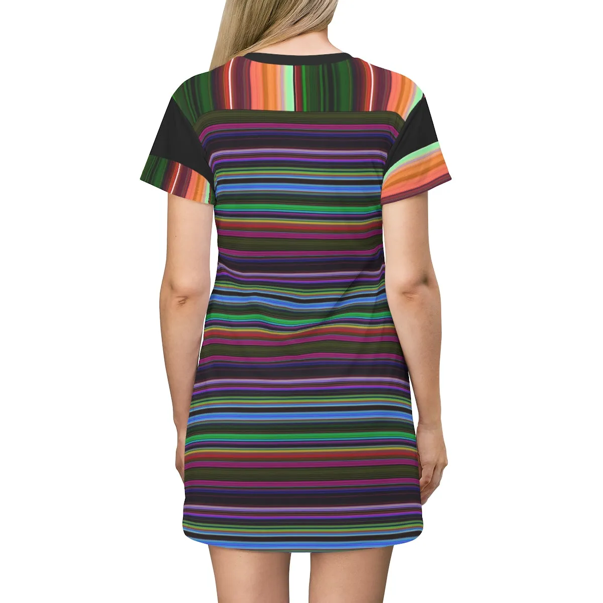 All Over Print T-Shirt Dress STRIPES