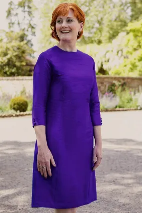 Bardot Dress in Deep Violet