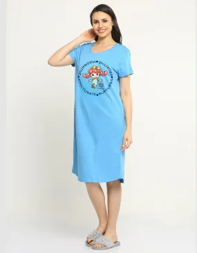Cancer Zodiac Graphic Printed Cotton Night T-Shirt Dress for Women