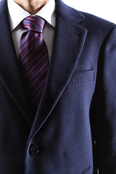 Caravelli Men's Poly/viscose/spandex Single Breasted 2 Button 3/4 Length Topcoat (42R 37.5" Length) Style L600912E in Navy 903 (free shipping)