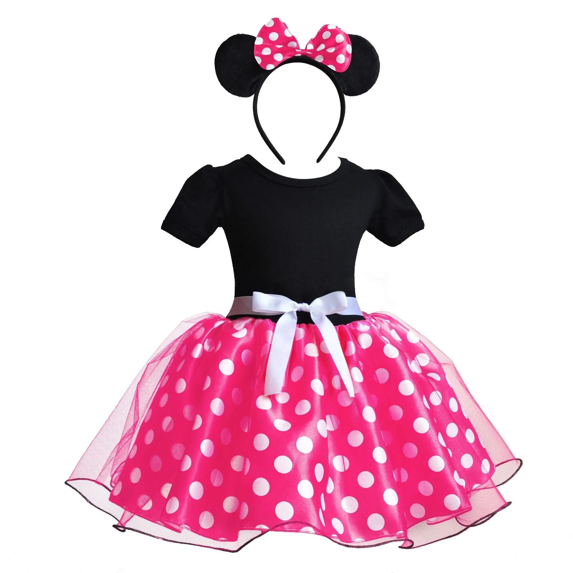Children Shirt Mickey Cartoon Dress Printed Princess Dress Children's Bow Performance Children's Clothing
