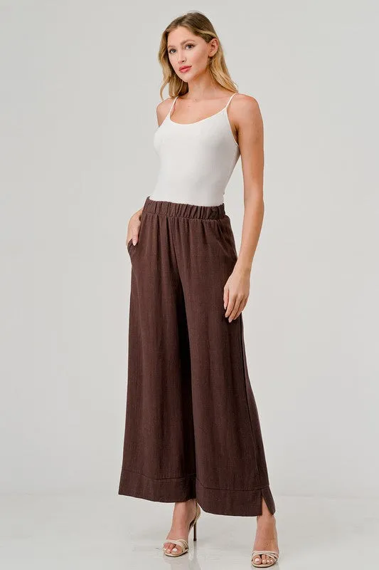 Cropped Wide Leg Linen Pant with Pockets!!