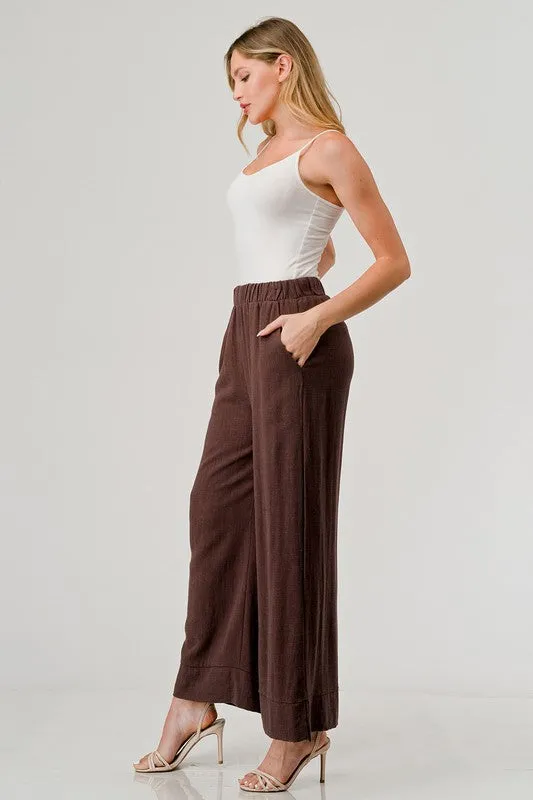 Cropped Wide Leg Linen Pant with Pockets!!