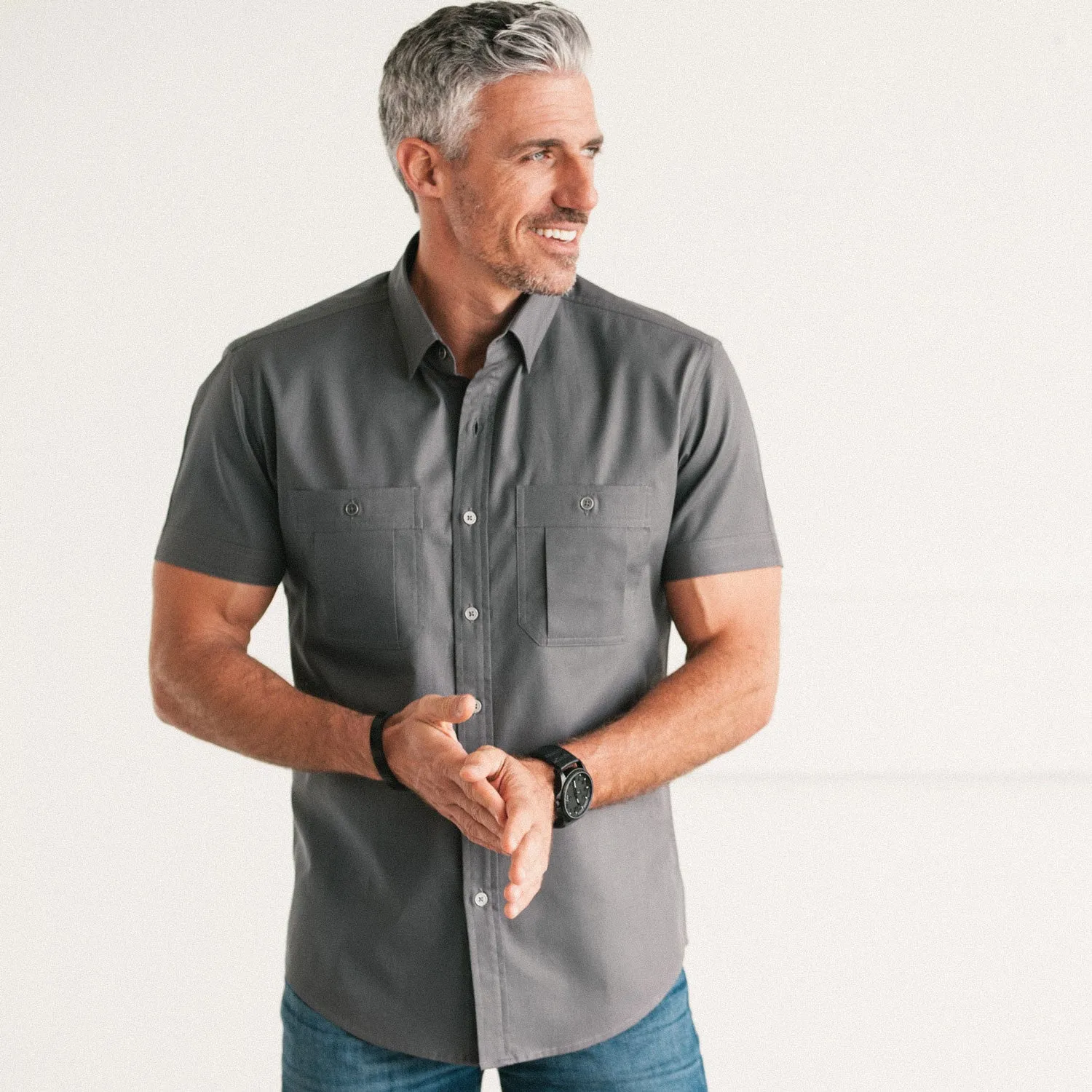 Fixer Short Sleeve Utility Shirt – Slate Gray Twill