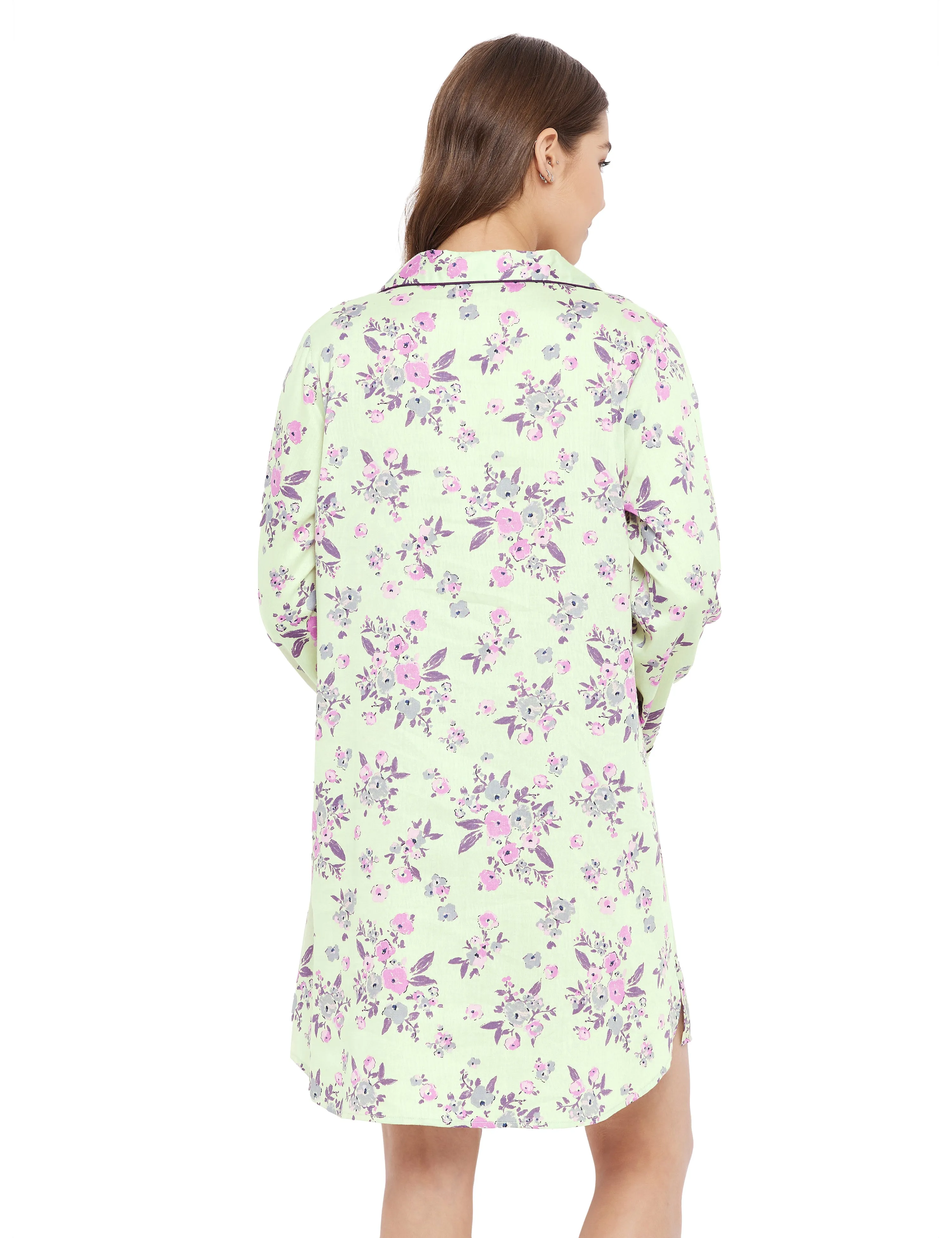 Gina Cotton Satin Full Sleeve Night Shirt