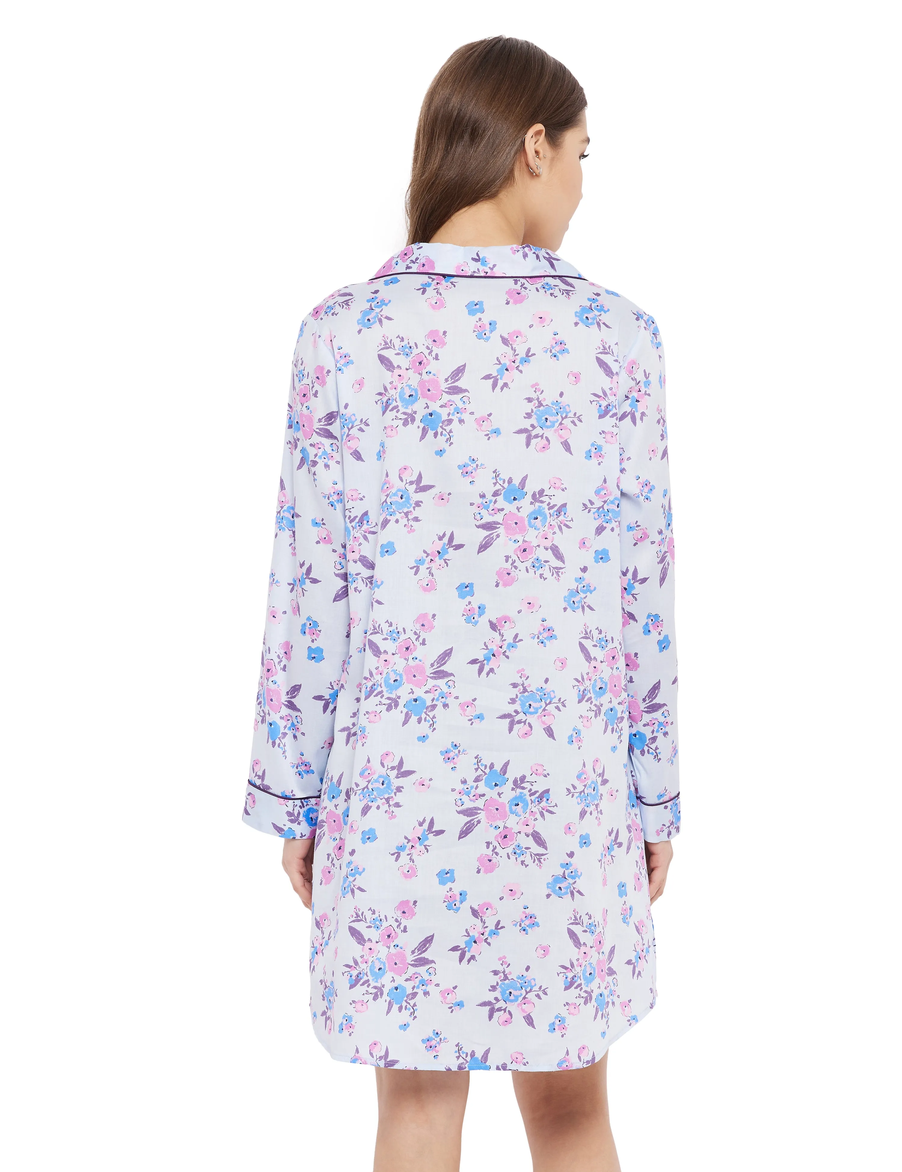 Gina Cotton Satin Full Sleeve Night Shirt
