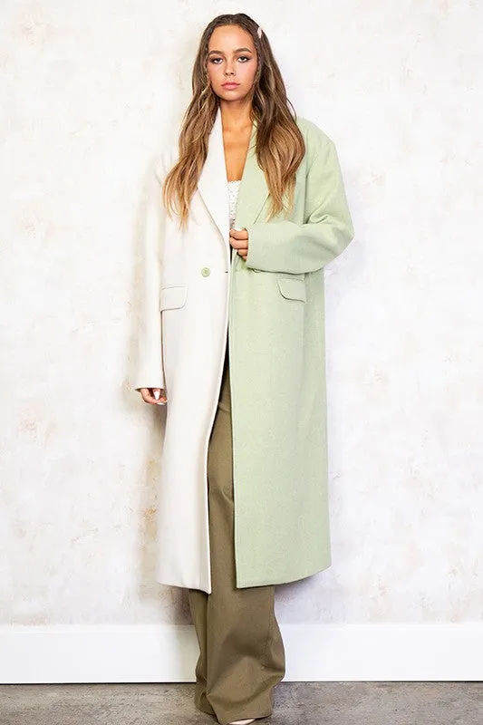 Half And Half Colorblock Coat