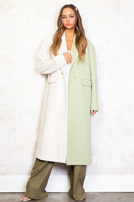 Half And Half Colorblock Coat
