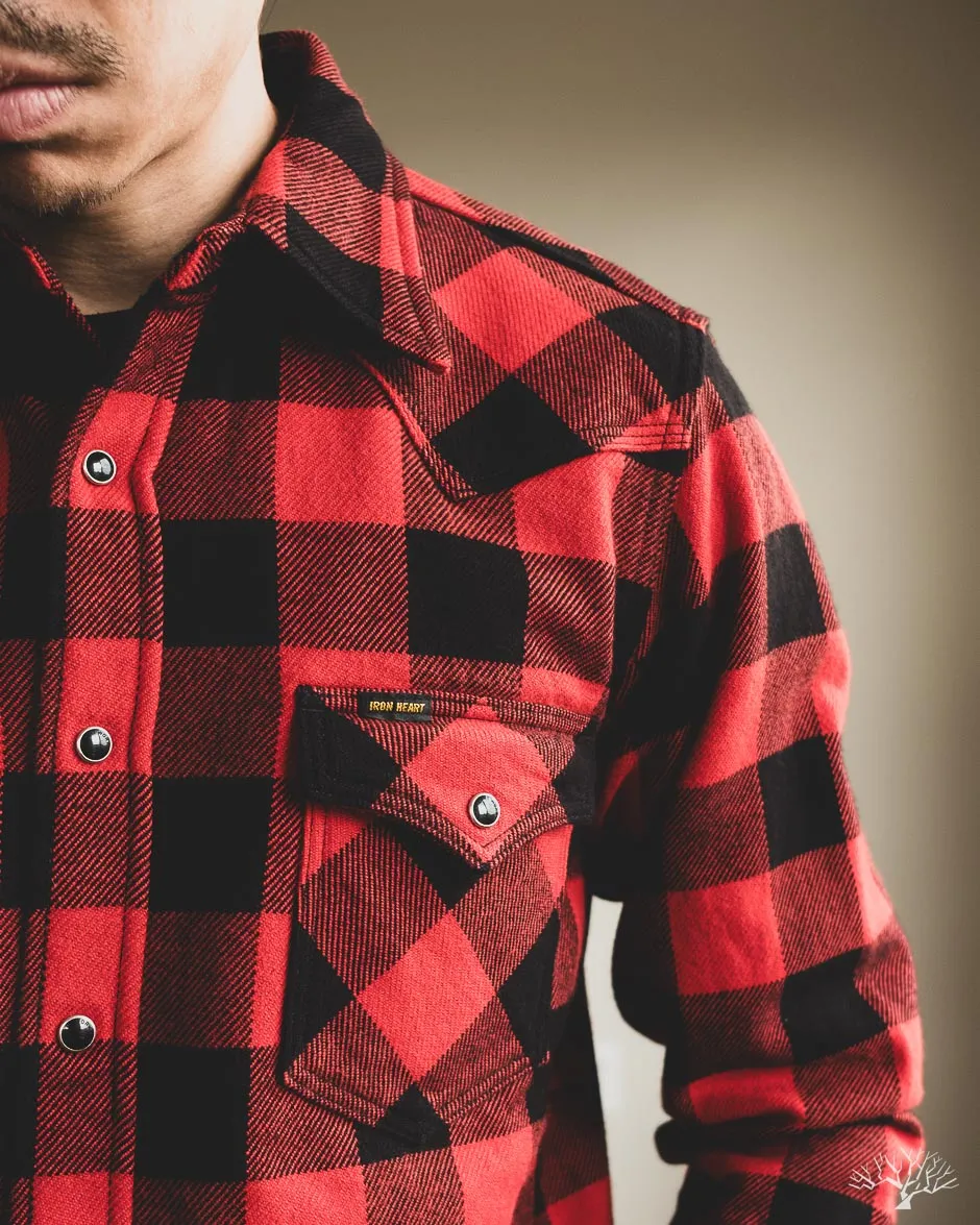 IHSH-232-RED - Ultra Heavy Flannel Western Shirt - Red/Black