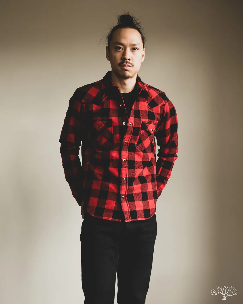 IHSH-232-RED - Ultra Heavy Flannel Western Shirt - Red/Black