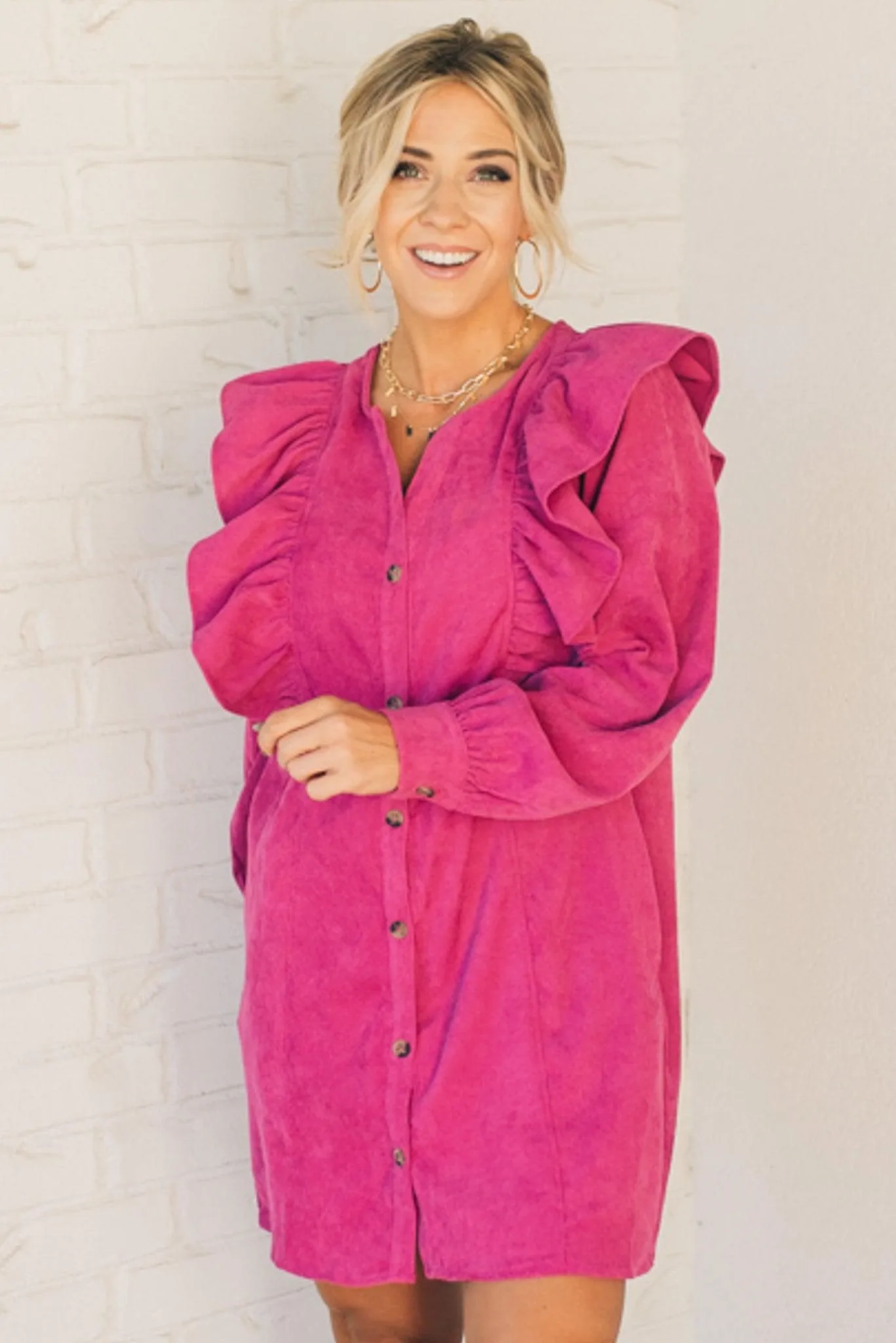 In the Moment Corduroy Shirt Dress