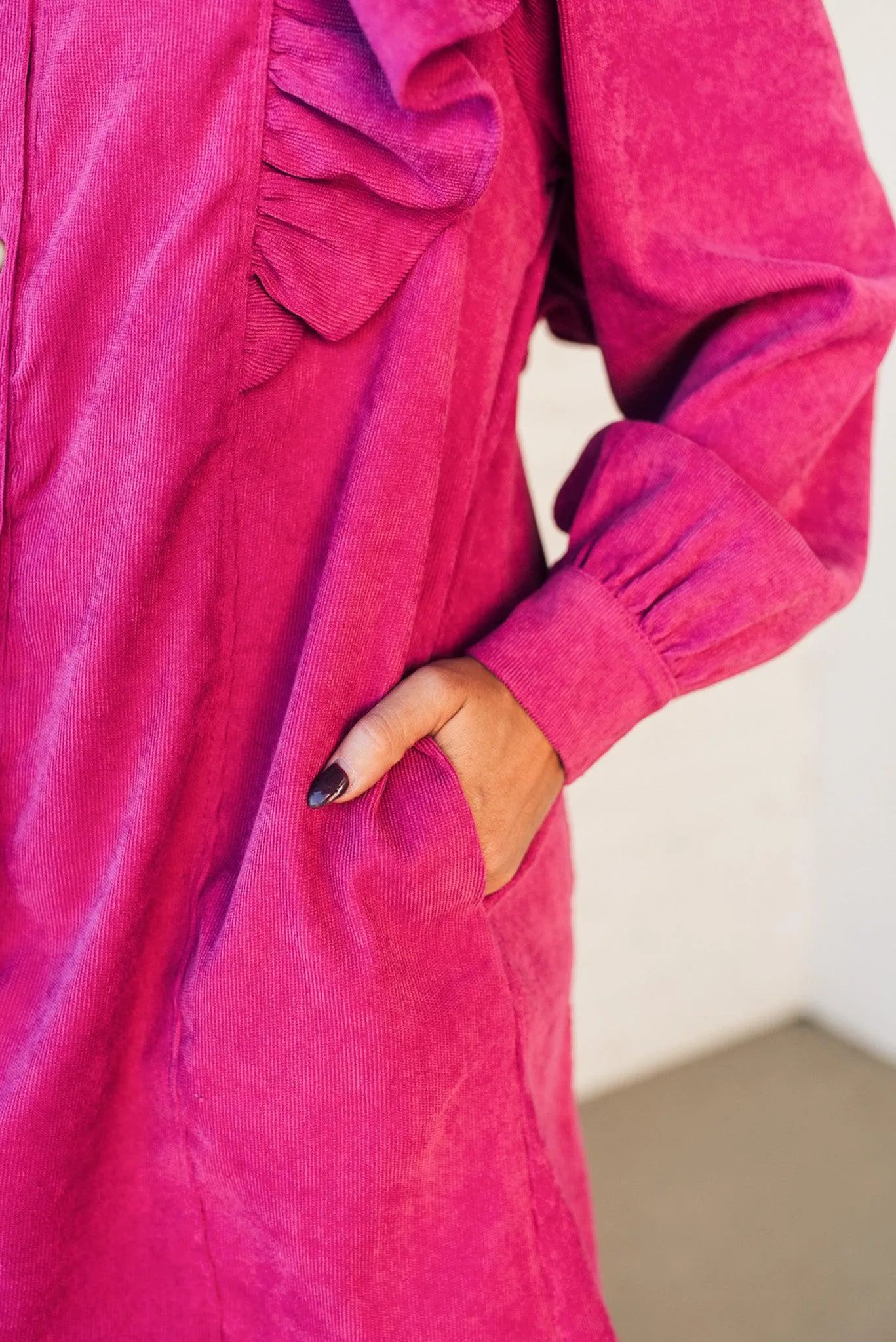 In the Moment Corduroy Shirt Dress