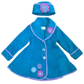Isadora Swing Coat  and Hat Set Teal Made in USA