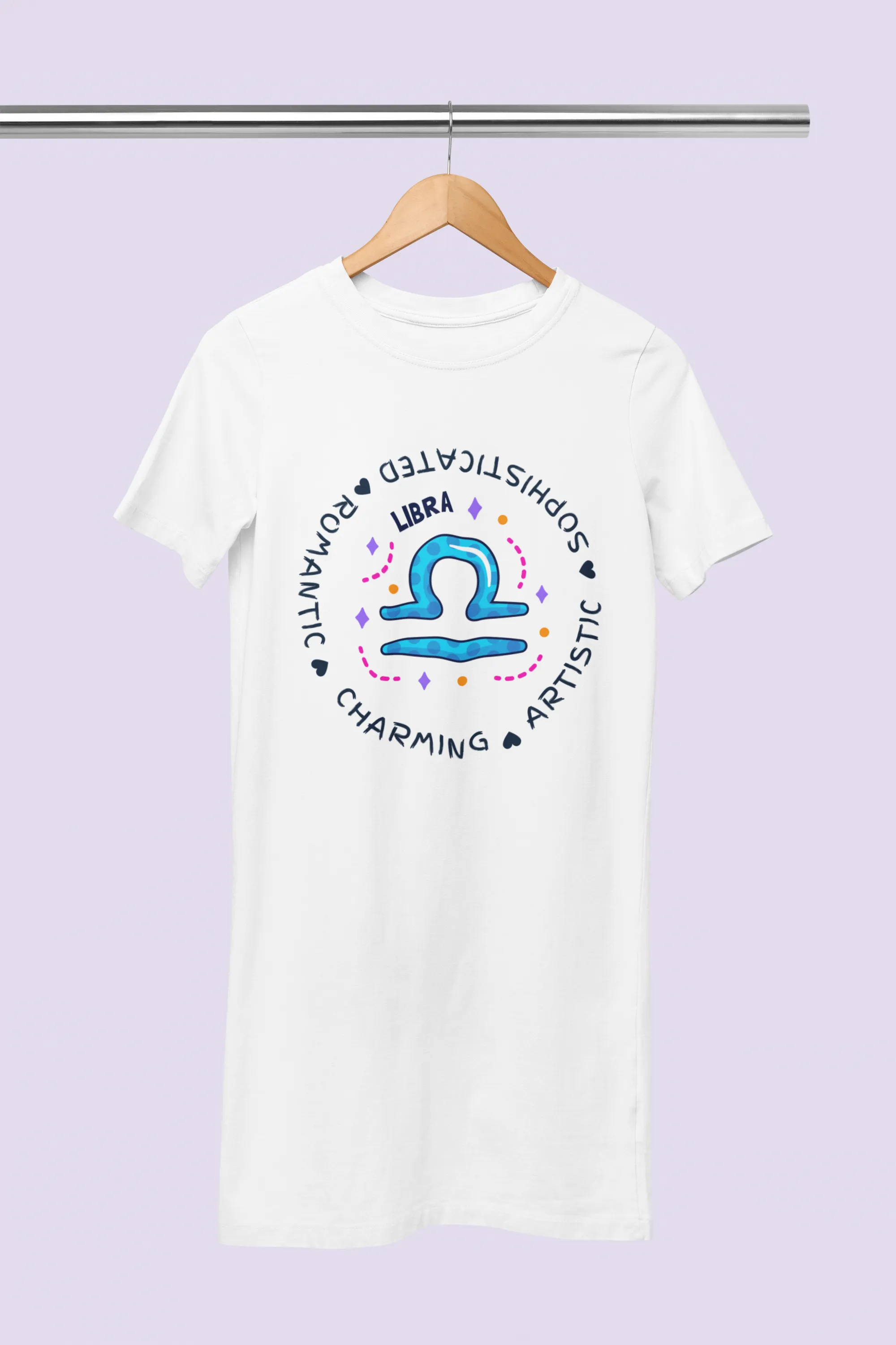 Libra Zodiac Cotton Night T-Shirt Dress For Women