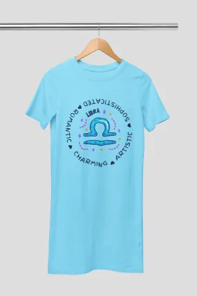 Libra Zodiac Cotton Night T-Shirt Dress For Women