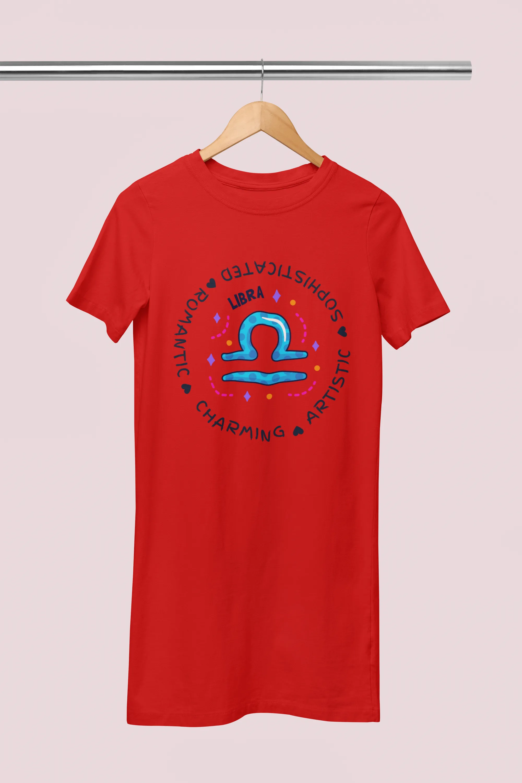 Libra Zodiac Cotton Night T-Shirt Dress For Women