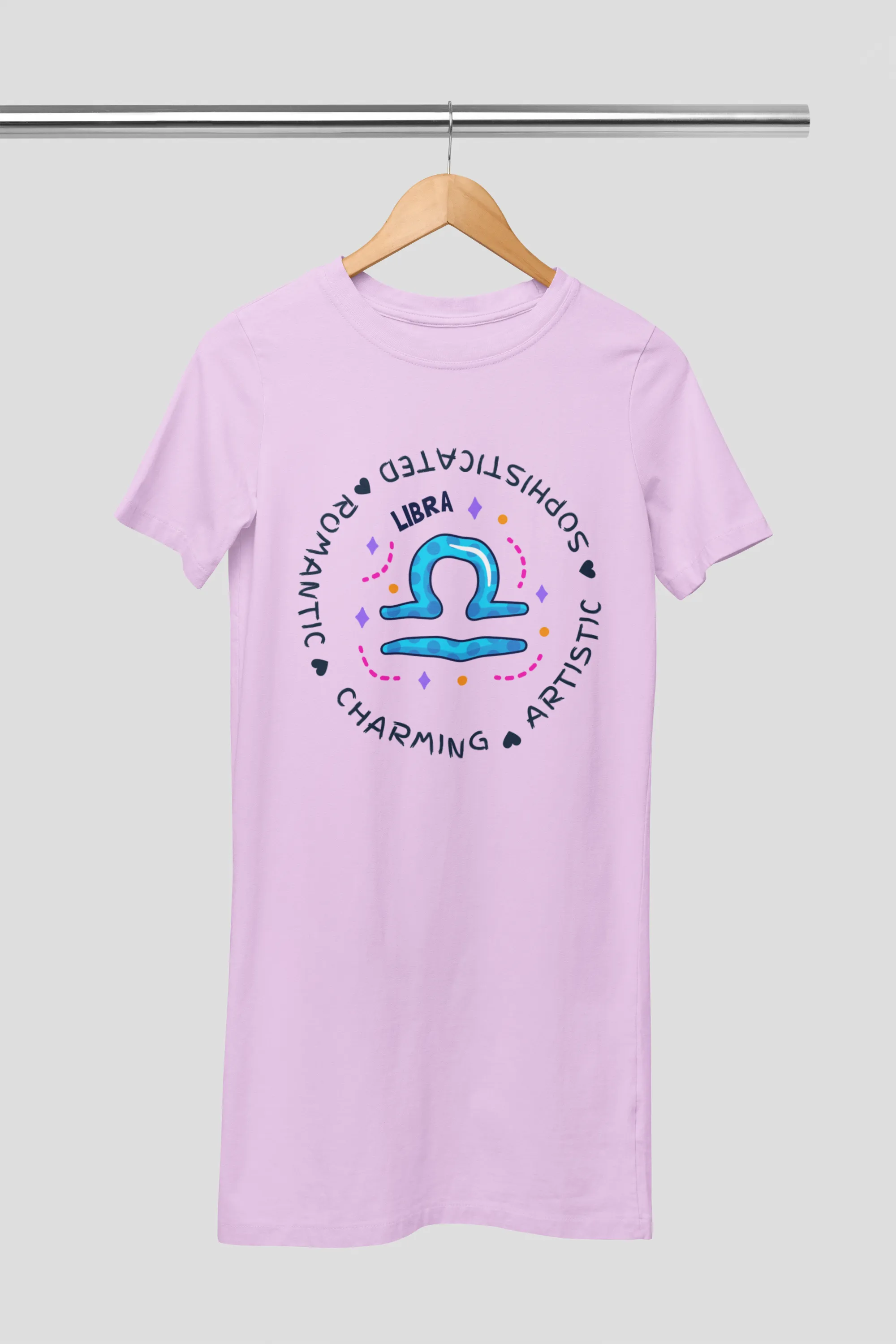 Libra Zodiac Cotton Night T-Shirt Dress For Women