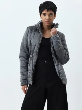 LOV Grey Quilted Puffer Jacket