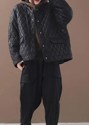 Luxury plus size warm winter over short coat black o neck women outwear