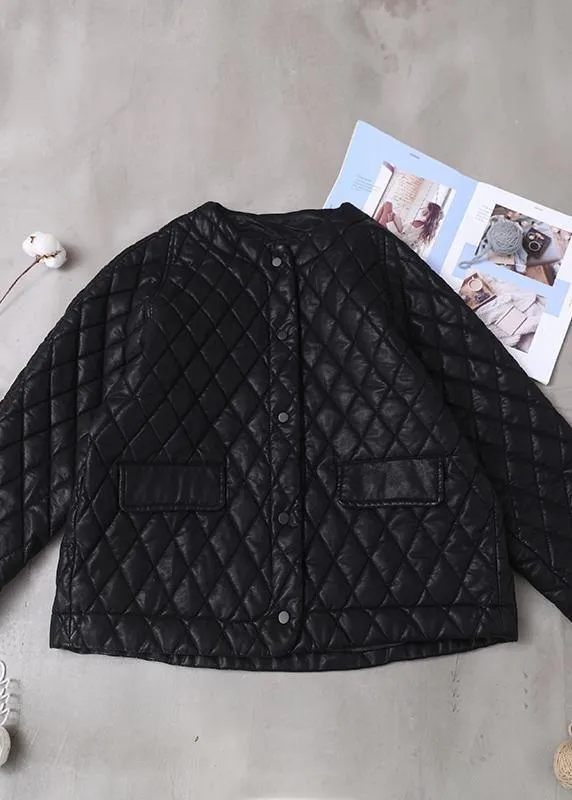 Luxury plus size warm winter over short coat black o neck women outwear