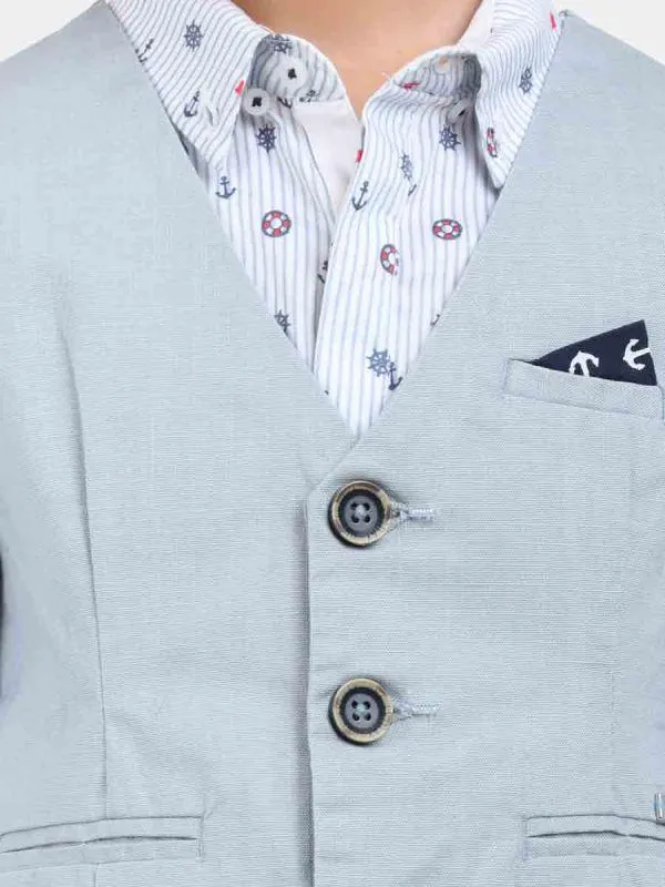 One Friday Light Blue Party Waist Coat