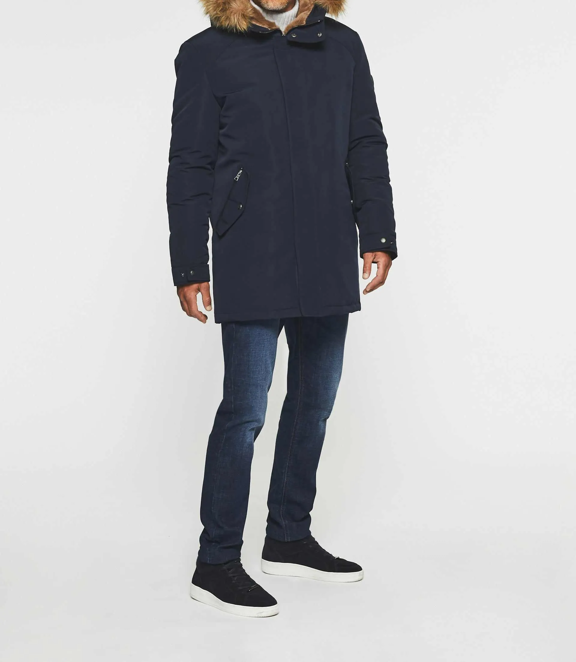 Parka longue à capuche marine MANOURY