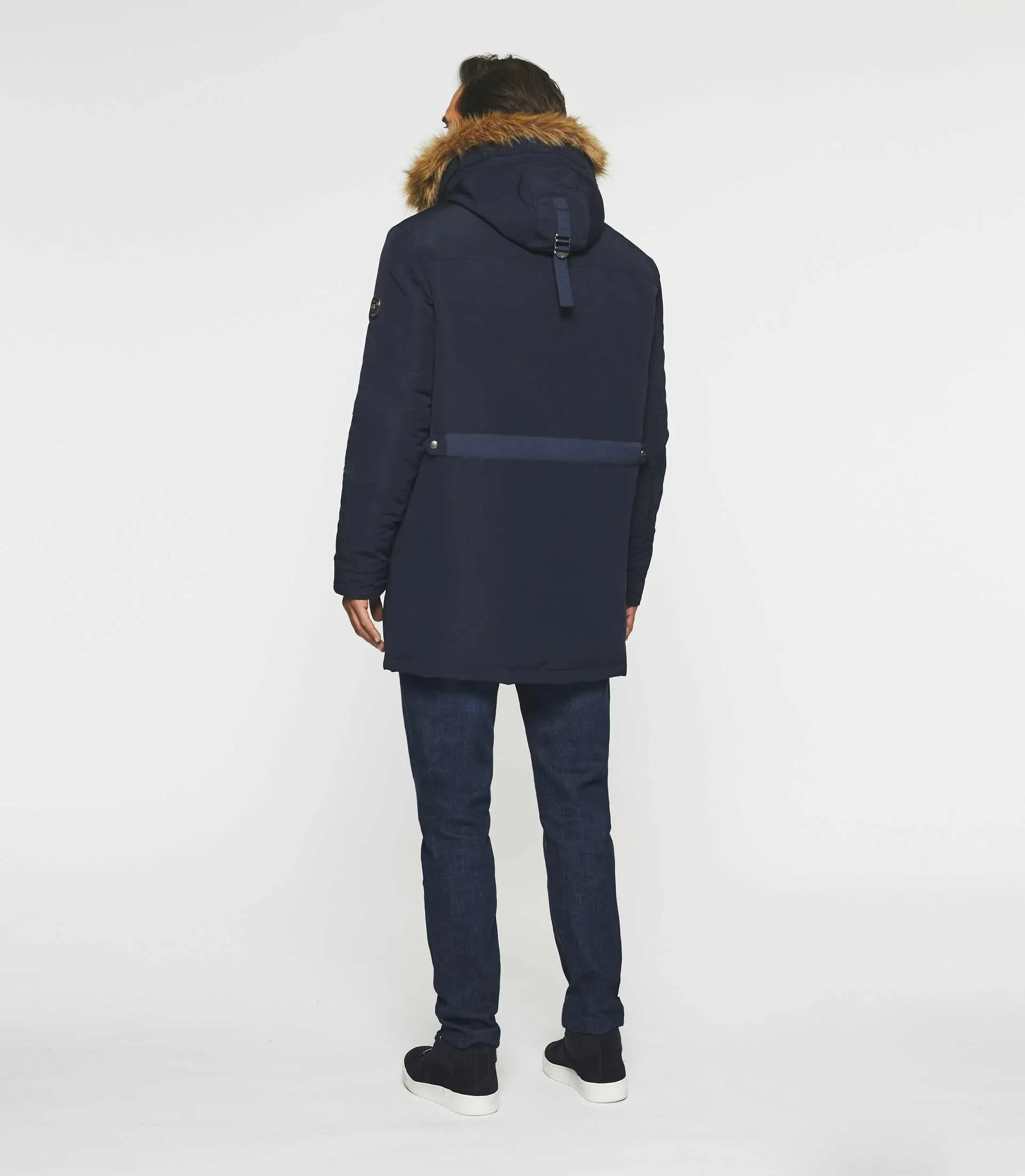 Parka longue à capuche marine MANOURY