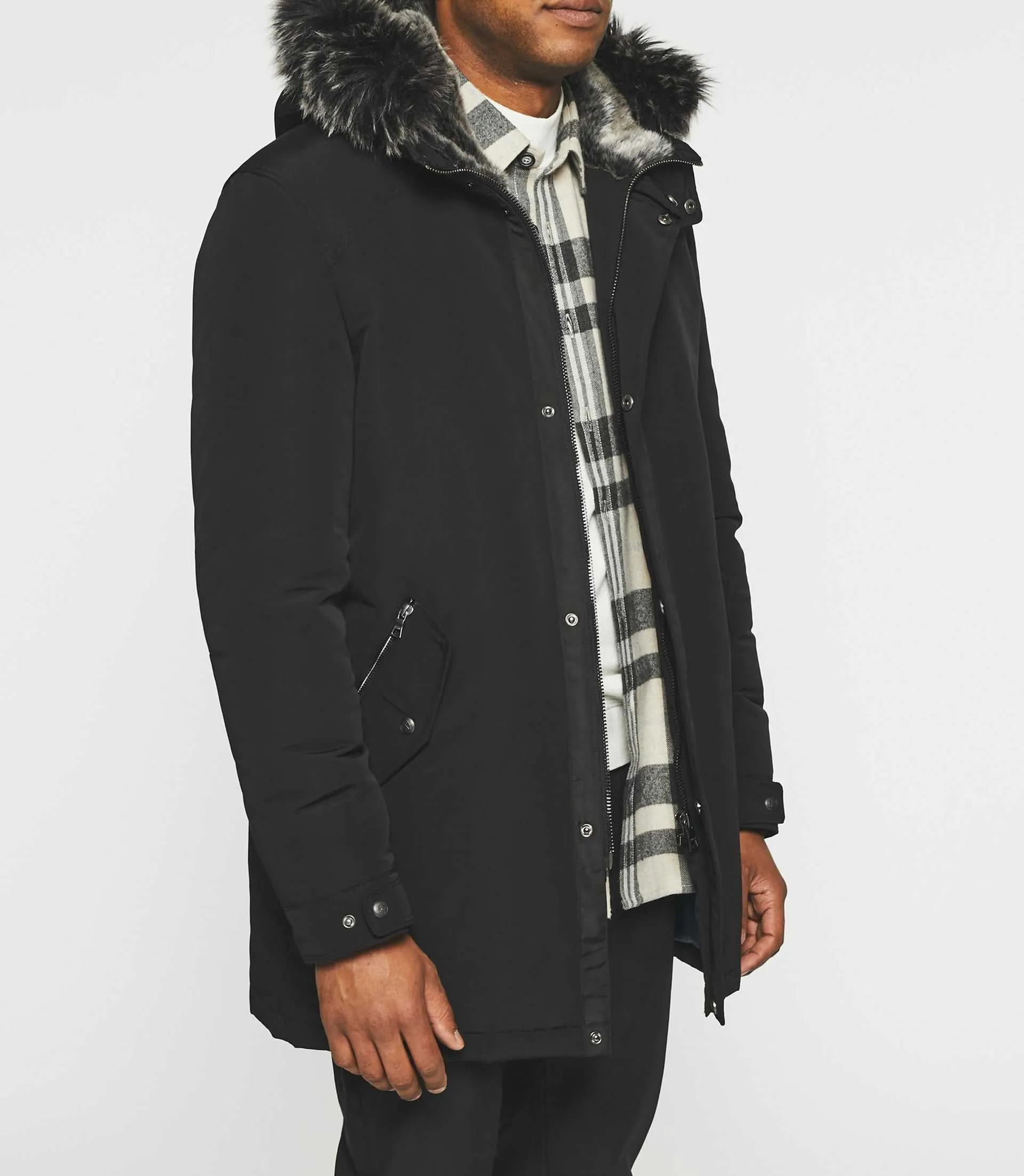 Parka longue à capuche noir MANOURY