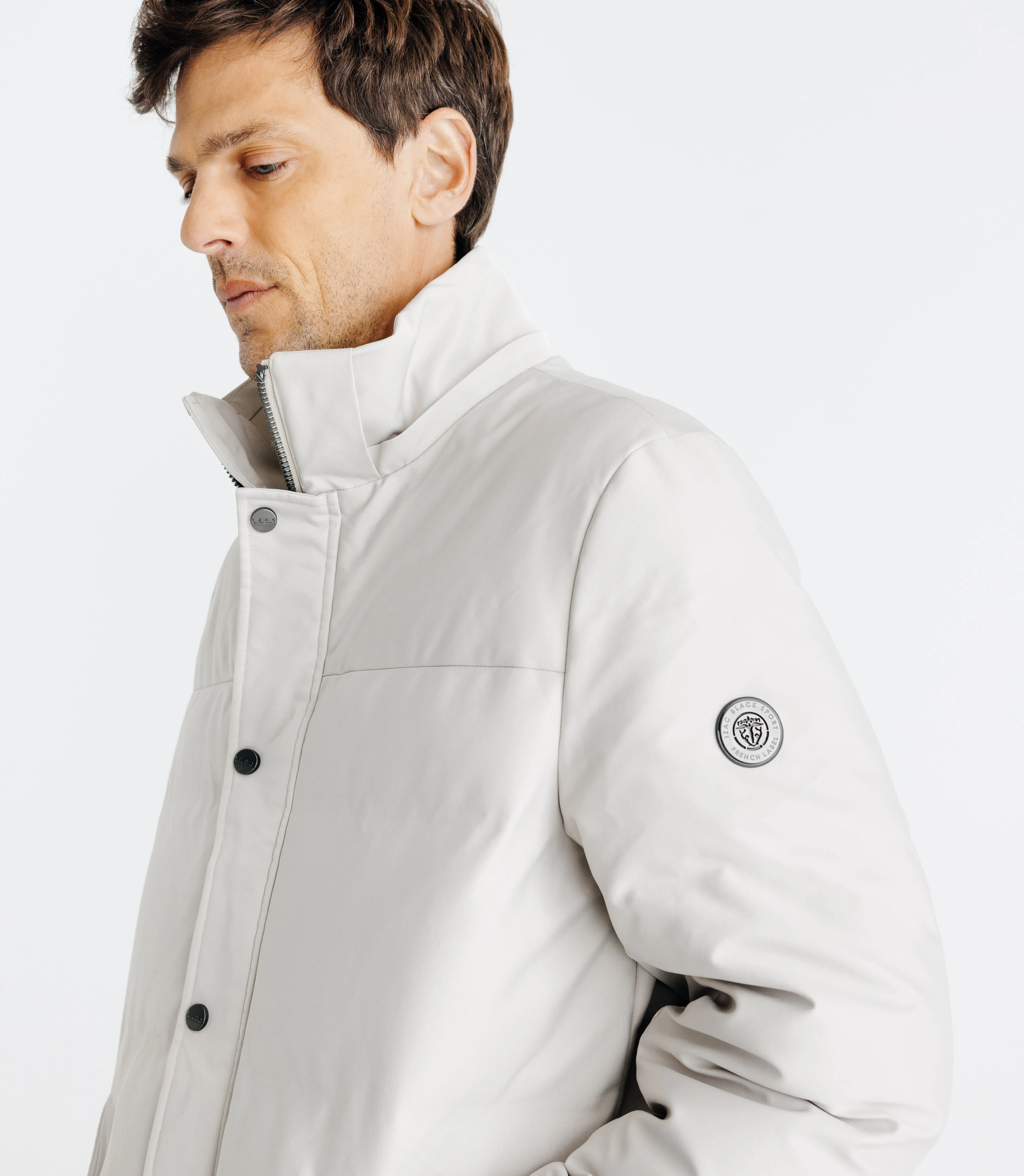 Parka longue matelassée à capuche écrue