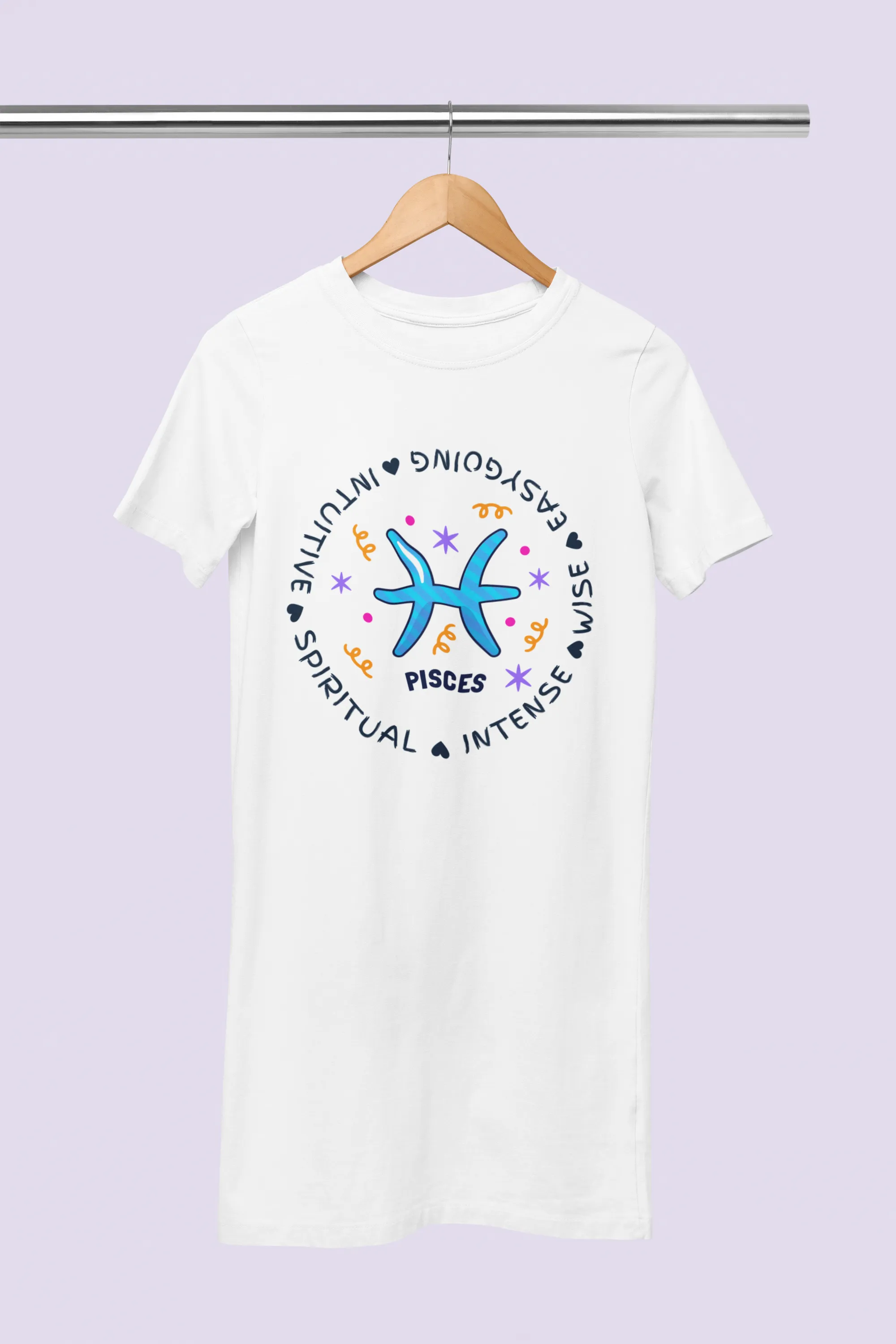 Pisces Zodiac Cotton Night T-Shirt Dress For Women