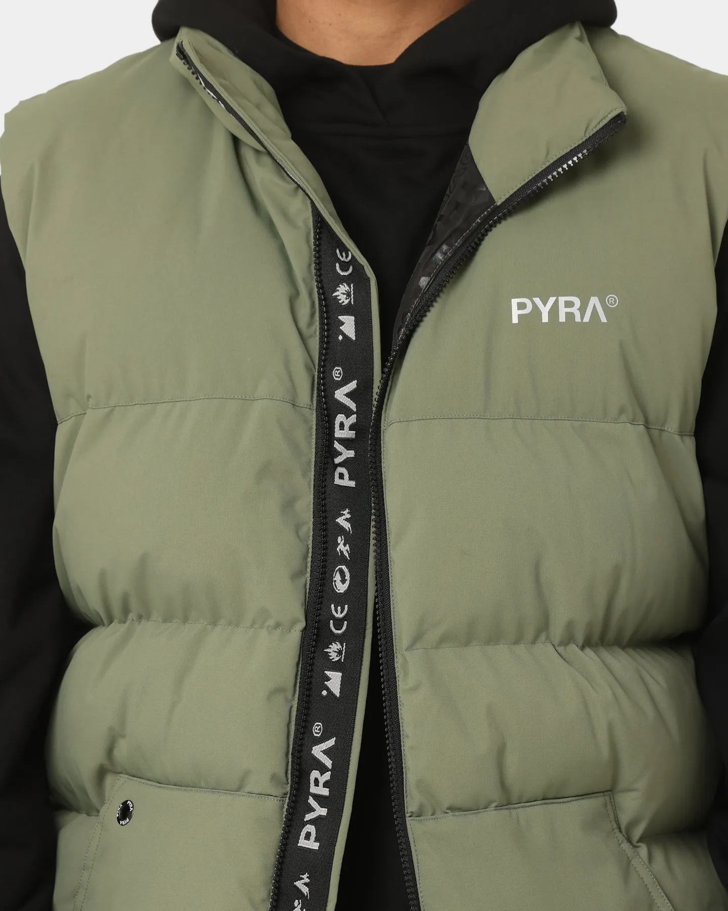 PYRA Sleeveless Puffa Vest Olive Green