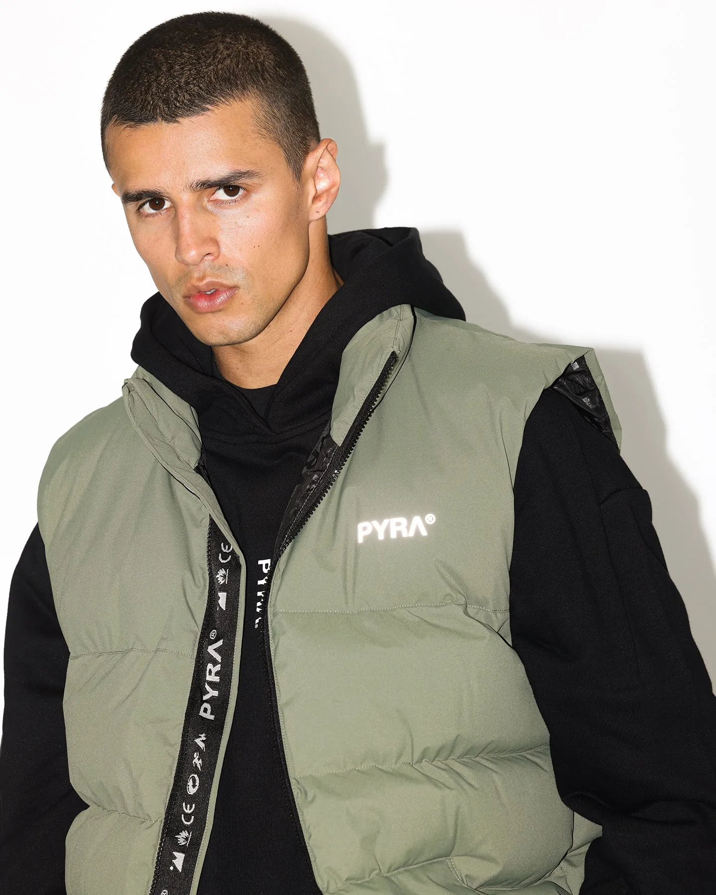 PYRA Sleeveless Puffa Vest Olive Green