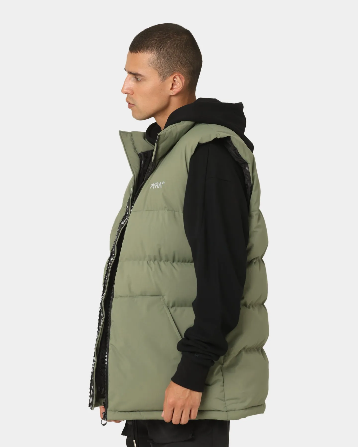 PYRA Sleeveless Puffa Vest Olive Green