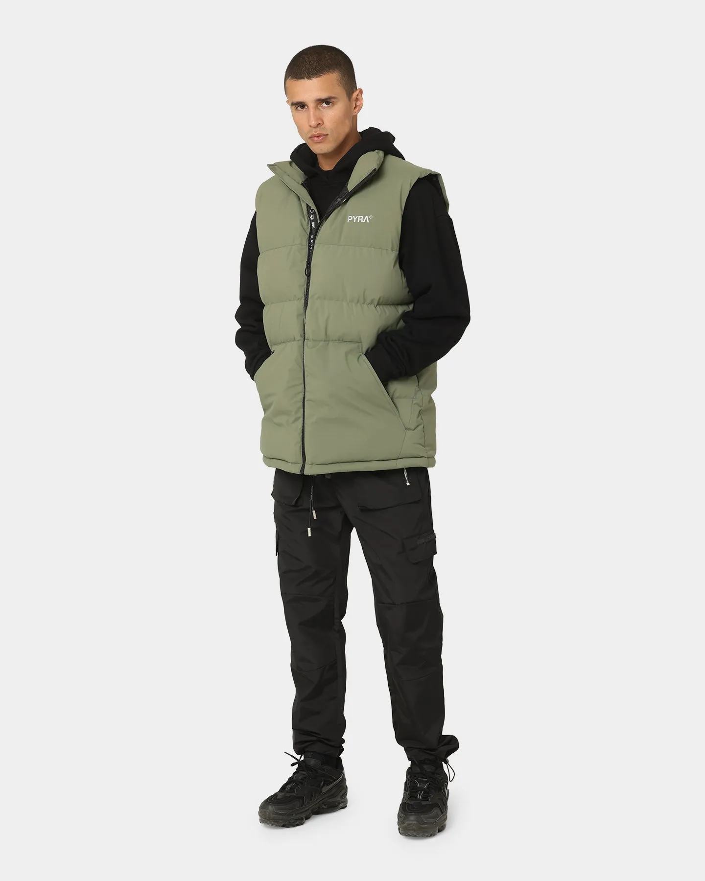 PYRA Sleeveless Puffa Vest Olive Green