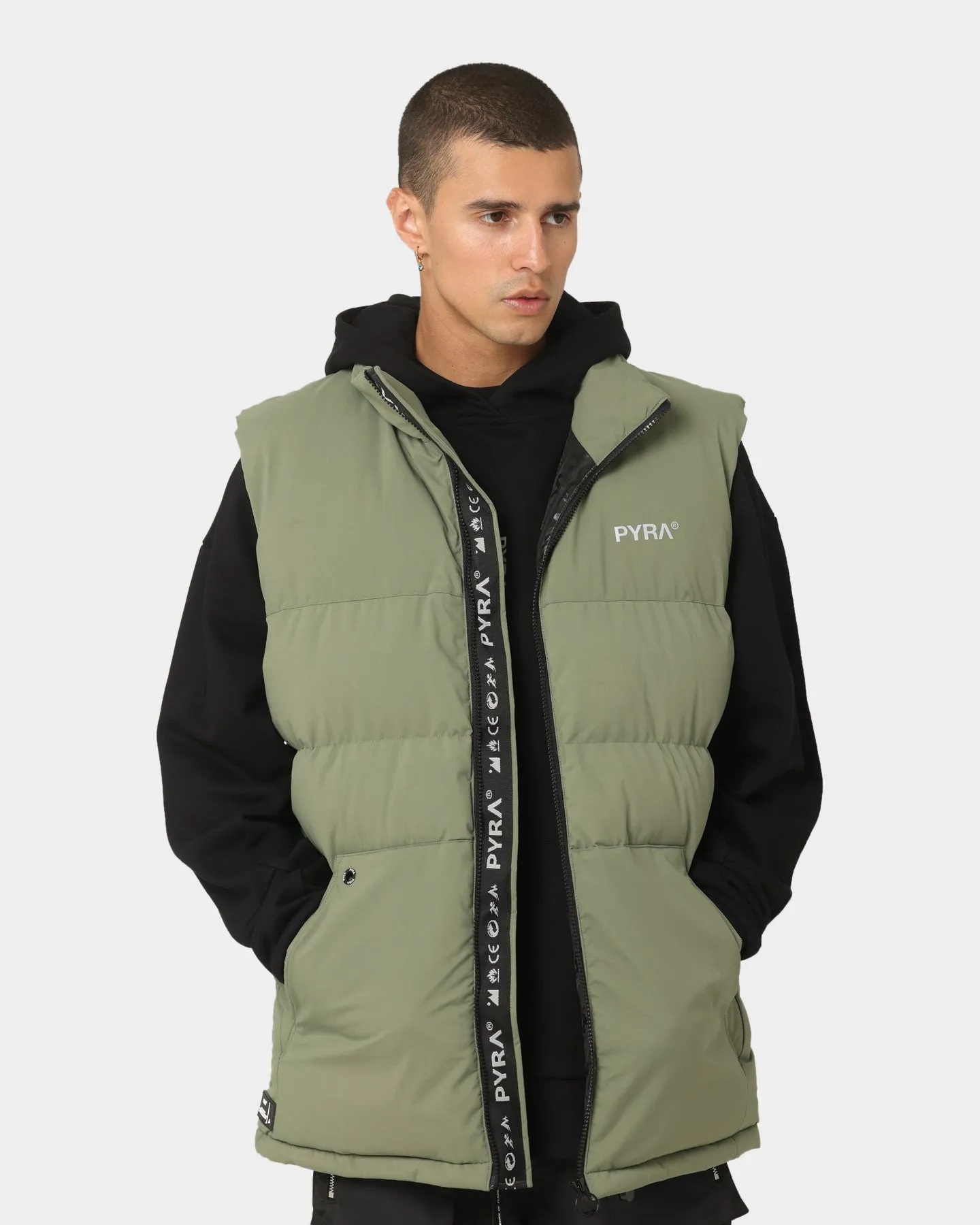 PYRA Sleeveless Puffa Vest Olive Green