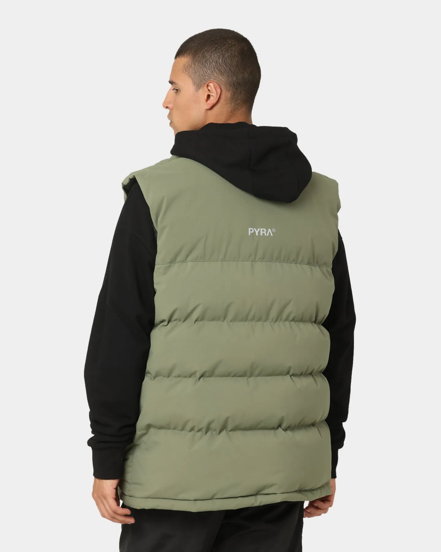 PYRA Sleeveless Puffa Vest Olive Green