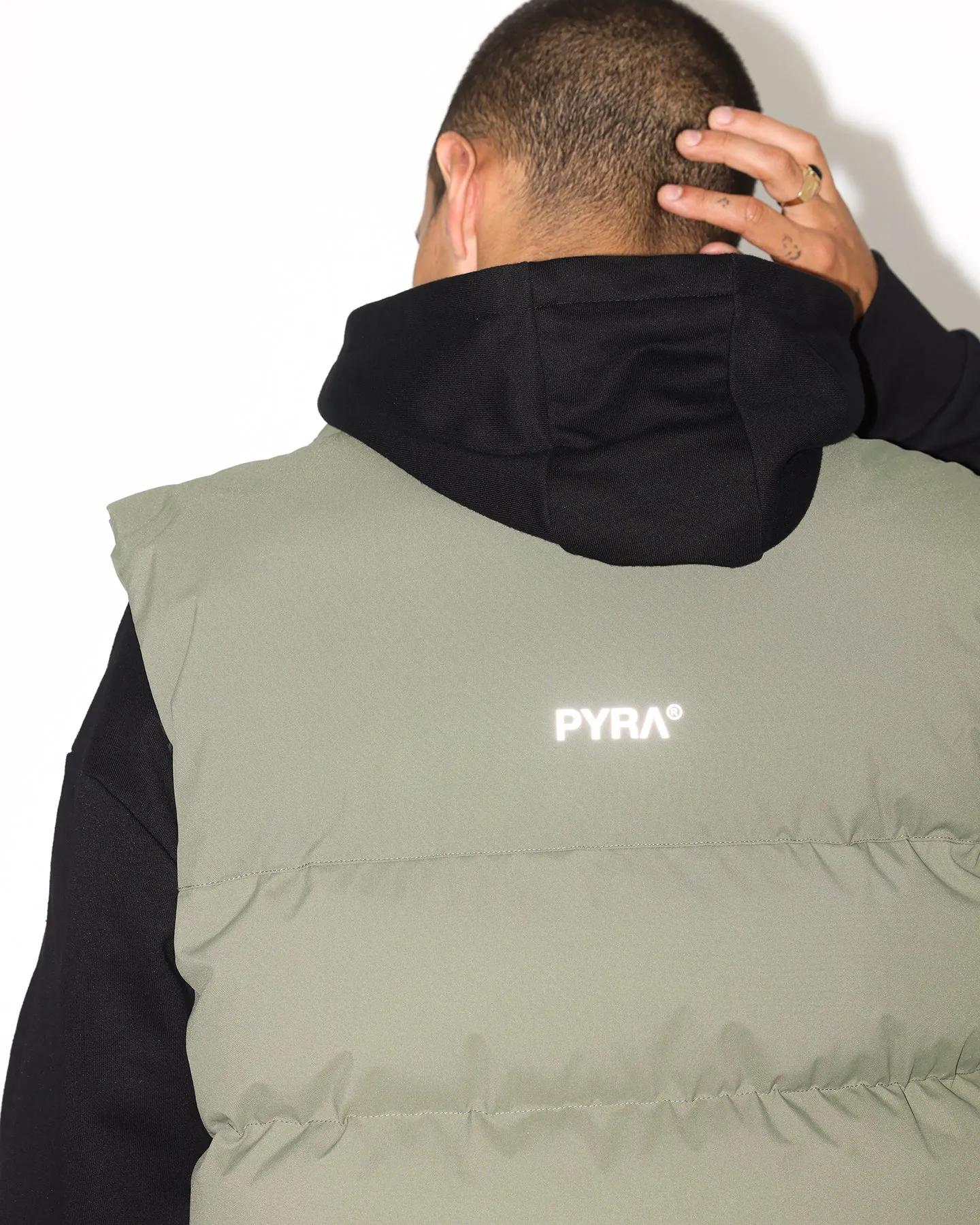 PYRA Sleeveless Puffa Vest Olive Green