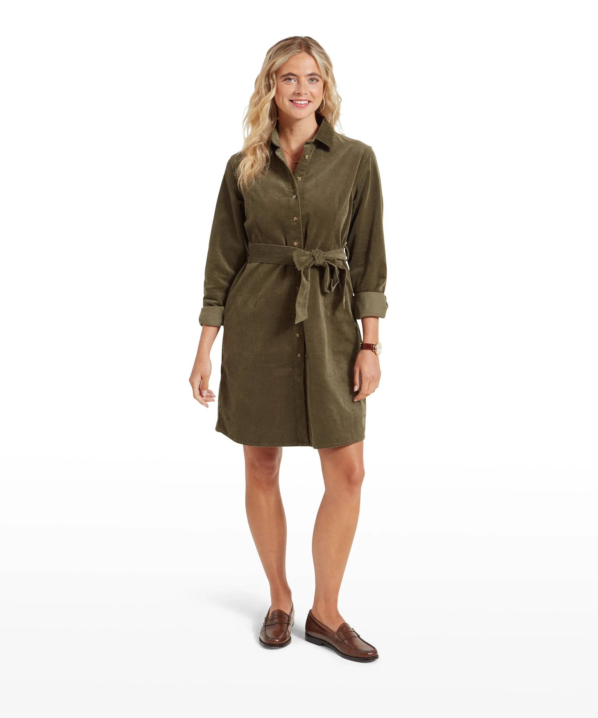 Sage Cord Dress - Dark Sage