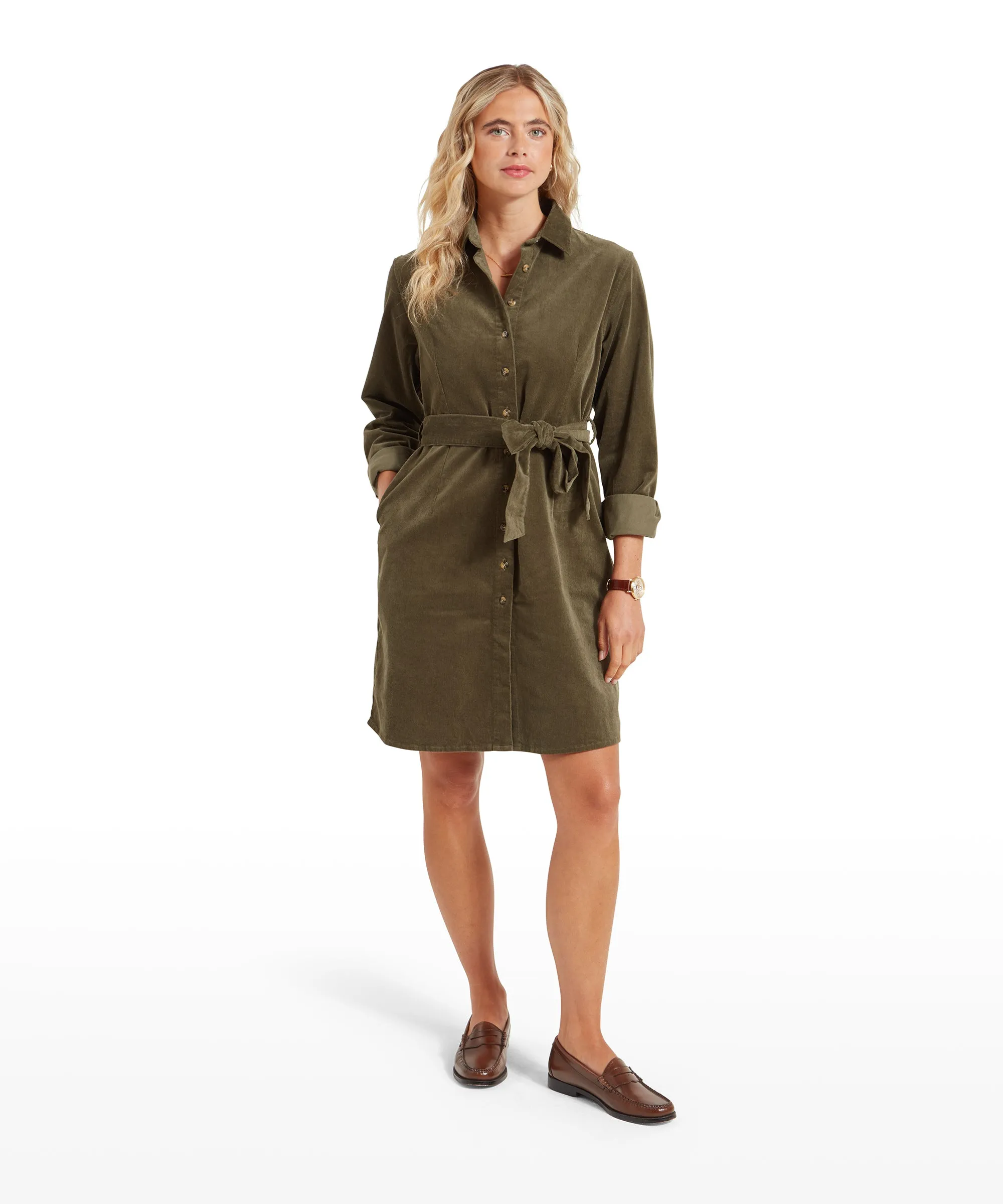 Sage Cord Dress - Dark Sage