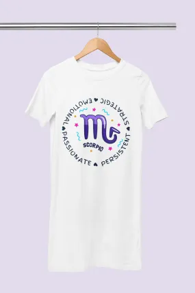 Scorpio Zodiac Cotton Night T-Shirt Dress For Women