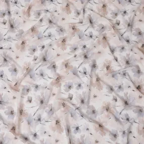 Soft Pastel Floral Synthetic Modal Satin Fabric - Delicate Blossom Print, 110cm Wide - Buy Online in Meters-D18338