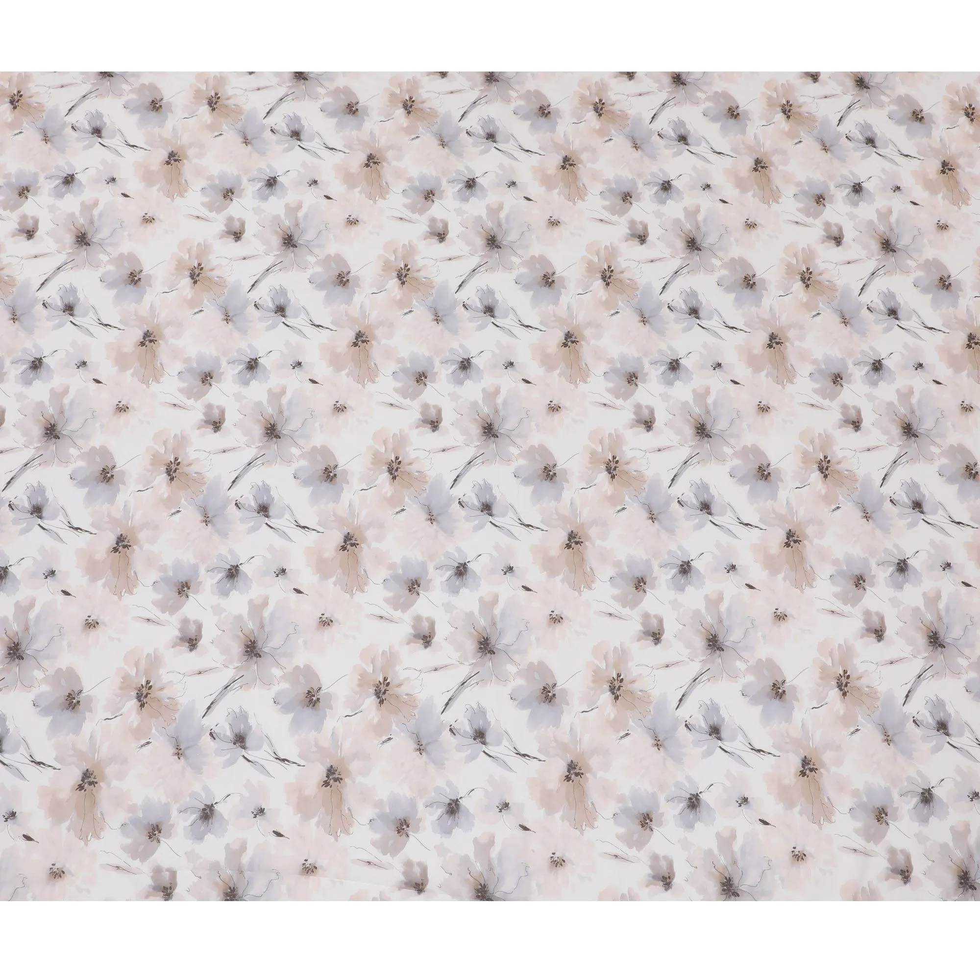 Soft Pastel Floral Synthetic Modal Satin Fabric - Delicate Blossom Print, 110cm Wide - Buy Online in Meters-D18338