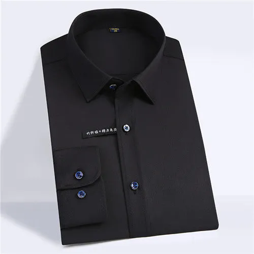 Solid Bamboo Fiber Long Sleeve Shirt #ZL0XX