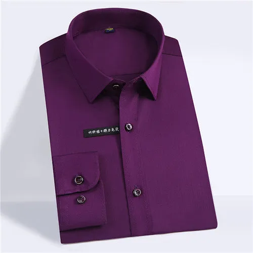 Solid Bamboo Fiber Long Sleeve Shirt #ZL0XX