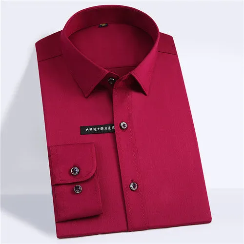 Solid Bamboo Fiber Long Sleeve Shirt #ZL0XX